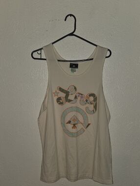 LRG Cream Tank Top with Orange & Teal Logo